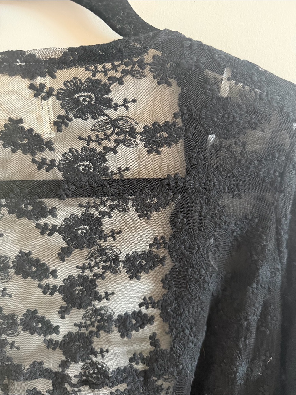 Cotton Rye Black Lace Kimono with Bell Sleeves - Picture 9 of 15